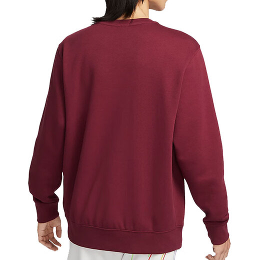 Nike (NIKE) sweatshirt jacket for men 2024 spring and autumn new sportswear plus velvet warm round neck pullover FN2611-010 FN2611-677 red inner lining L