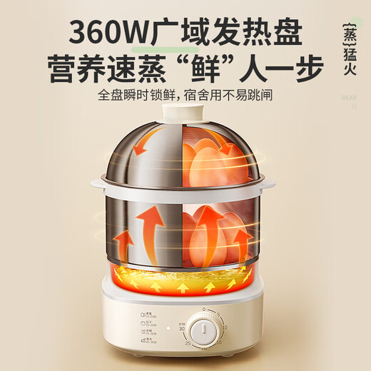 小熊（Bear）蒸蛋器 煮蛋器自动断电 小型不锈钢多功能 双层早餐蒸煮鸡蛋早餐神器ZDQ-Y14F3 政府补贴