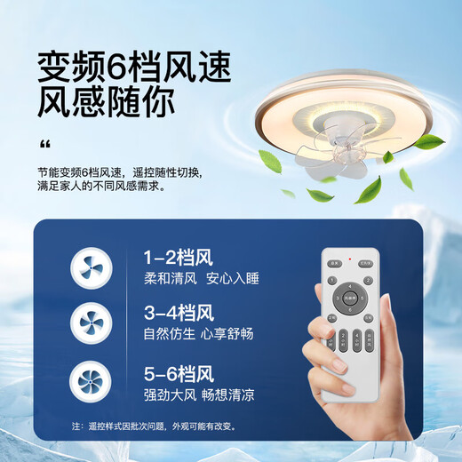 V-POWER智能卧室吊扇灯风扇灯LED灯具客厅餐厅现代简约吸顶灯电扇灯 【惠】9904-J金边-96W无极-360摇头