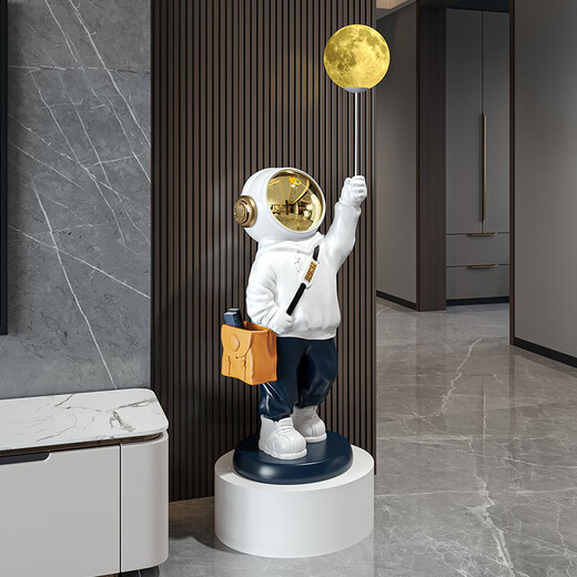 Jizhao astronaut ornaments, living room floor-standing ornaments, large astronaut TV cabinet decorations, housewarming gifts, orange satchel + base 144cm, no Specifications