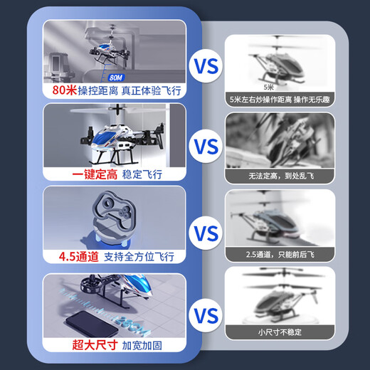 Live stone remote control aircraft children's drone aircraft toy boy birthday gift drop-resistant helicopter aircraft for primary school students 40 minutes battery life extra large 4.5 channel alloy blue Children's Day gift