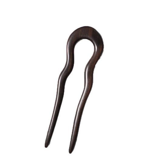 Zuoou short hairpin U-shaped hairpin with small wavy wooden hairpin ancient style hairpin daily commuting ball hairpin hairpin ebony wavy U-shaped wooden hairpin about 12 cm