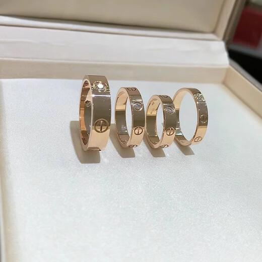 DL 1998 Fat Donglai same style 18K gold nail ring high version love baby's breath couple ring narrow version for men and women 18K narrow version ring rose gold without diamonds US size 9 (gold store size 18-19)