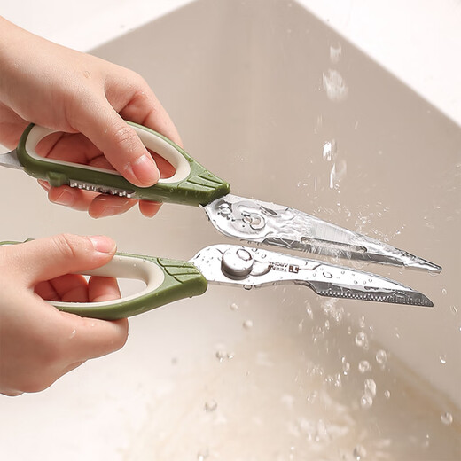 sungsa多功能剪刀厨房专用磁吸收纳不锈钢吸附冰箱鸡骨剪可拆家用食物剪 多功能厨房剪刀【绿色】