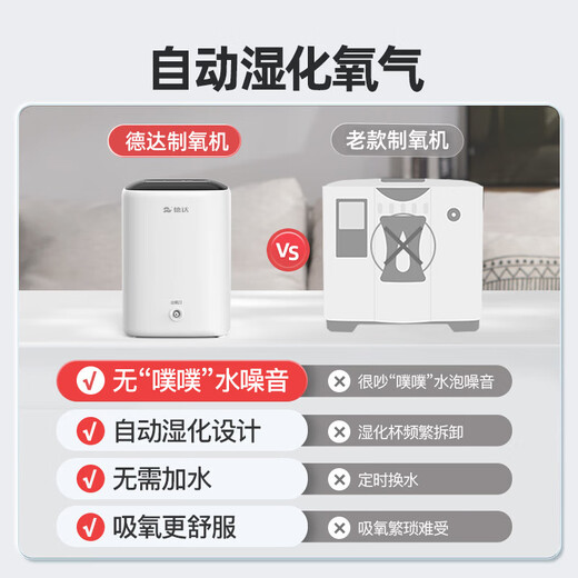 Deda [Sino-Germany Joint Venture] Household Oxygen Generator Oxygen Inhaler Elderly Oxygen Machine Non-ventilator Household Portable Small [100,000+ Standard Model C1] 5-year warranty + 8-level filtration