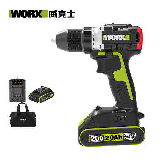 Worx Worx bürstenloser lithiumbetriebener Bohrer WU182 Kleine wiederaufladbare Flash-Bohrer Hochleistungs Elektrische Herstellung WU182 + 3884.0 Doppelte Elektro + Schnellladung
