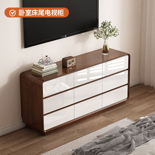 Xianqingyashe Drawer Cabinet Bedroom Storage Cabinet Living Room Wall Storage Cabinet Simple Modern Nine-drawer solid wood drawer cabinet at the end of the bed Nine-drawer cabinet + dressing table (stool included) Entry package installation