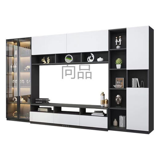 Mekejie XP Gabinete de TV Integrado Back Gabinet High Gabinet Sala de estar Estilo de vinos con puerta de vidrio A02 Longitud 2575*32/40*200