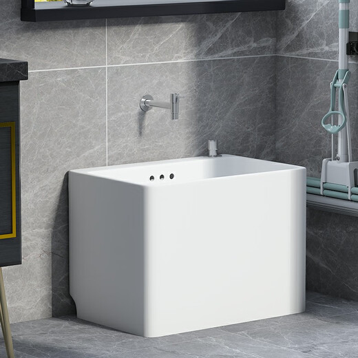 Bailey's ceramic mop pool household balcony basin one-piece rectangular heightened bathroom wash mop pool with faucet sink B165 desk control + spray gun faucet