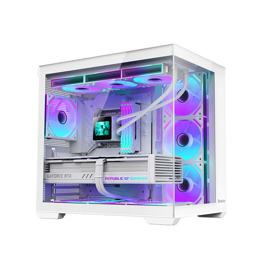 航嘉（Huntkey）S980Evo龙卷风战神白色全景海景房机箱（卡扣快拆/360水冷/10风扇位/ATX/易拆顶盖/Type-C接口）