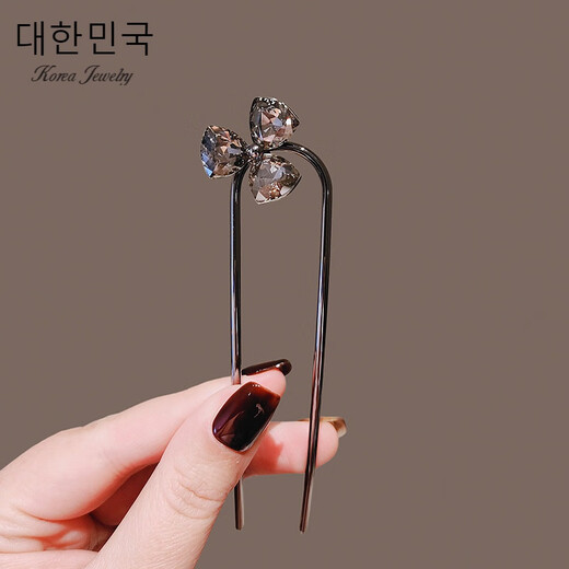 Crystal Clover U-shaped Hairpin, simple and modern hairpin, metal hairpin, personalized comb gift, Hairpin-Crystal Clover A23-105