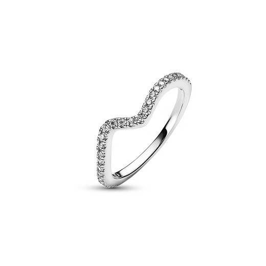 PANDORA Heartbeat Ring Set Rose Gold Couple Ring Birthday Gift for Girlfriend Sparkling Wave Ring 54MM