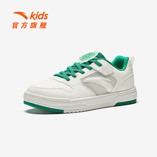 Anta children's sneakers men's big children's shoes 2025 spring new product lace-up trendy street board shoes campus white shoes ivory white-3 34