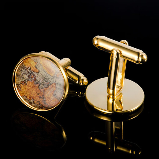 Nosskiss International Luxury Brand Retro Sheepskin Map Mapflinks Netas de manga de cobre chapadas en oro Ley de negocios de hombres Regalos de cumpleaños RETO RETRO