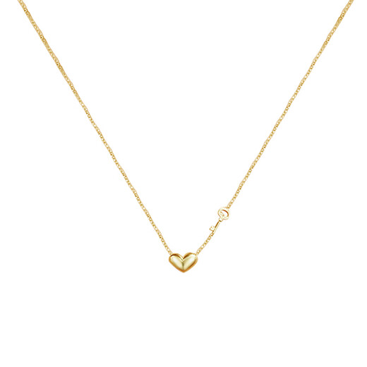 Mi Ling Korean popular Korean 14K gold necklace for women three-dimensional full glossy small love pendant short clavicle chain for women