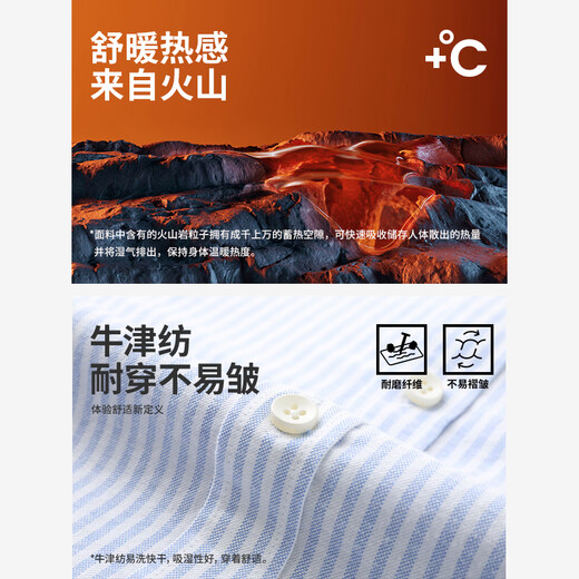 Navigare意大利小帆船男长袖条纹衬衫保暖衬衣1233040041 漂白/蓝 2XL/42 