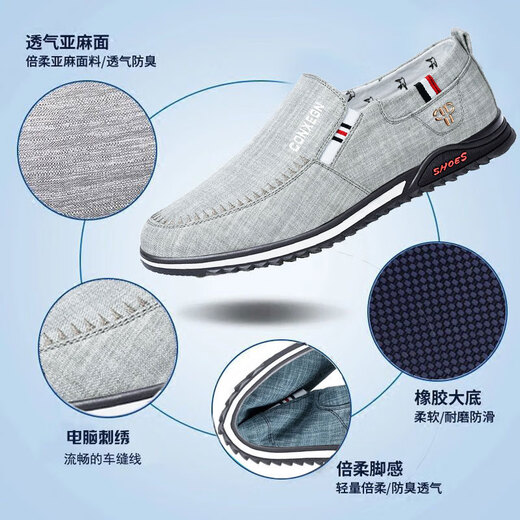 Rote und grüne jahrhunderte alte Peking-Stoffschuhe Männer modische und vielseitige atmungsaktive Leinwandschuhe Ein-Schritt faule Schuhe Herren lässige Fahren Schuhe Ty-S3 Blue 42