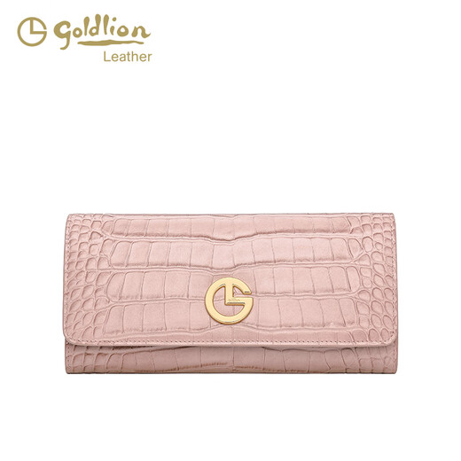 金利来（Goldlion）25新款手拿包时尚鳄鱼纹钱包长款女手包简约钱夹钱包 黑色