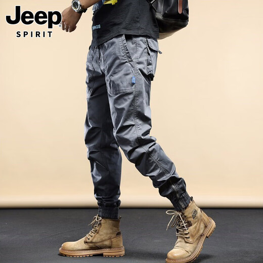 JEEP SPIRIT2024新款休闲裤男士春秋季美式加绒束脚裤山系多口袋工装长裤子 679卡其 28(建议100-110斤) 均码