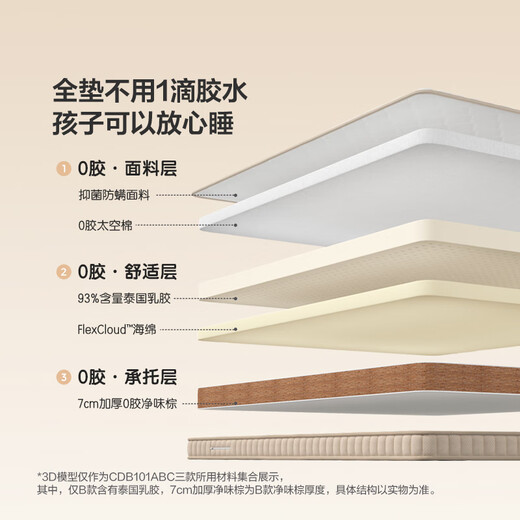 林氏家居椰棕儿童床垫0胶水天然乳胶撑脊可折叠薄硬垫子林氏木业CDB101 洁净薄款|3cm0胶净味棕|5cm 1050mm*1900mm