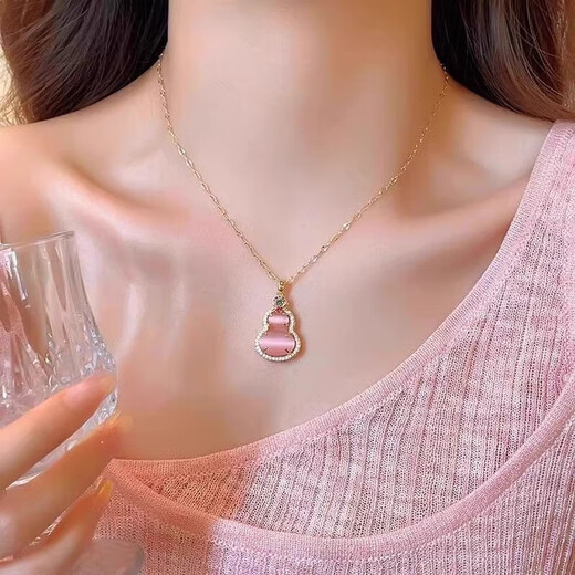 Gourd Pendant Necklace for Women Light Luxury Niche 2025 New Clavicle Chain Mother's Day Gift for Mom M1205 Pink Gourd Necklace