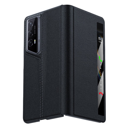 SHROSON [Smart Fenster] Geeignet für die Ehrenmagie V2 RSR Porsche Design Mobile Hülle Leder Flip Magnetic New RSR Faltblatt Bildschirm Mobiltelefonschutz Hülle High-End [Cool Elegant Black] Smart Window Leder Hülle