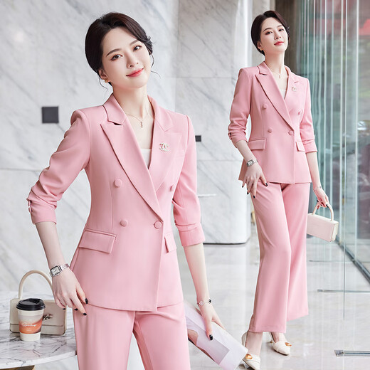 Purple Charming Pink Suit Jacket Women's Commuting High-end Professional Wear Temperament Goddess Fan Yang Fashion Small Suit Work Wear Pink Purple (Single Suit) XL (Recommended 110-120 Jin Jin equals 0.5 kg)