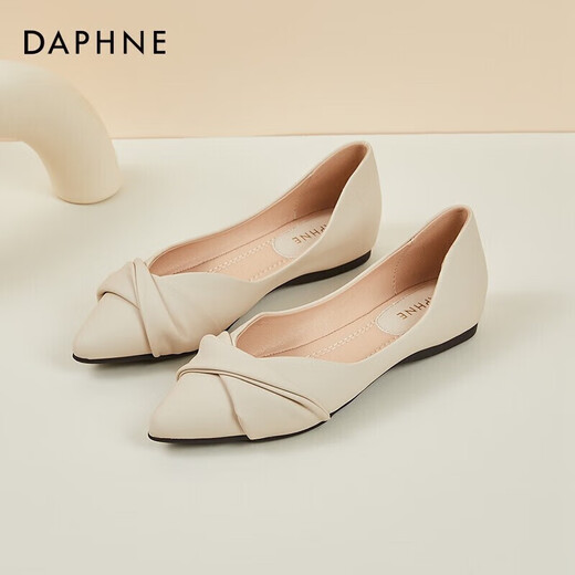 Daphne Single -Schuhe für Frauen im Sommer speicherte Zehen Temperament Flache Schuhe bequem und vielseitige Frauenschuhe 4022101132 Beige 38