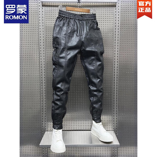 Romon (Romon) Automne et hiver épaissis épaissis chauds et imperméables Pantalons de moto en cuir en cuir pur noir pur noir 895 (plus) xl 120-140jin [Jin est égal à 0,5 kg]