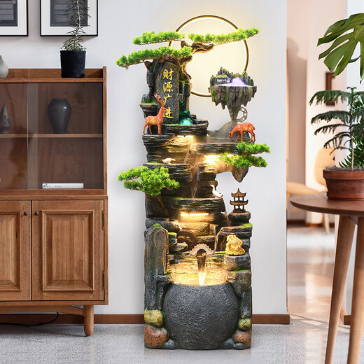 
DR-FLVVS Feng Shui Ornaments Flowing Water Huge Large Rockery Fountain Wheel Living Room Office Alpine Circulation Water Humidifier Open 9928 Small [111cm Height]