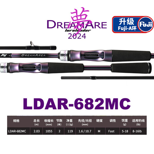 领峰梦路亚竿24新款梦系列 升级东丽A环 远投翘嘴鳜鱼鲈鱼虫竿泛用 2.03m LDAR-682MC/枪柄/虫竿 领峰24款梦系列(全A环)