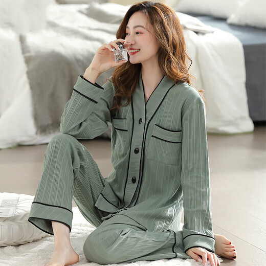 珍韵缘睡衣女春秋款长袖女2025年新款秋冬薄款大码秋款家居服套装女时尚 XRQ9276 M [建议90-110斤]