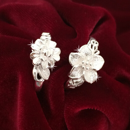 Yinen sterling silver ring women's peony flower silver ring genuine live peacock tail ring 99 pure silver silver ring heart to heart fashion style