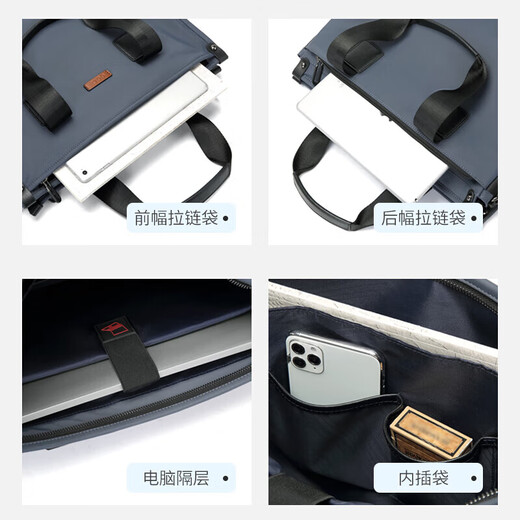 Golf GOLF business briefcase men's large-capacity handbag men's 15-inch laptop bag horizontal multi-compartment business casual shoulder crossbody bag 5I768439J gray