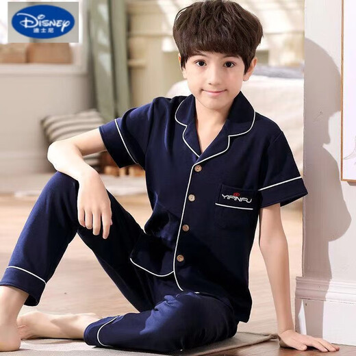 
Disney children's pajamas boys summer short-sleeved trousers thin cotton boys medium-sized children's spring and autumn half-sleeved home clothing set 15242 165 S code [145-155/75Jin [Jin equals about 0.5 kg]]