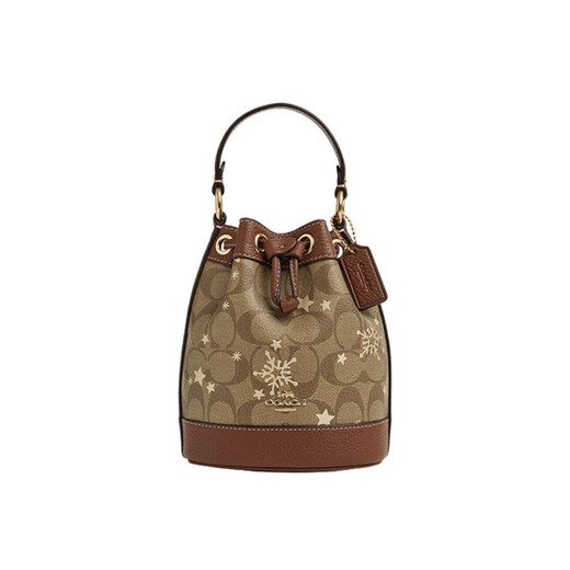 CoaCH (COACH) women's bag dempsey printed drawstring mini bucket bag single shoulder crossbody bag snowflake printed CN679-IMWD9 size approximately 17*15*10cm