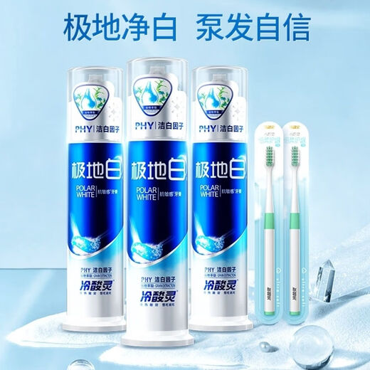 冷酸灵冷酸灵极地白牙膏泵式极地爽按压美白口臭双重正品清新口气敏感 极地白牙膏130克*2支