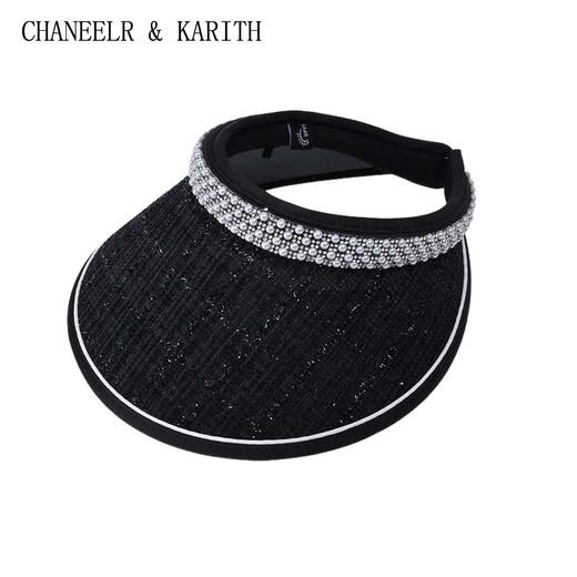 CHANEELR & KARITH草帽女防晒帽夏遮脸发箍空顶帽草编户外太阳帽小众礼物送女友老婆 卡其