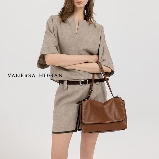 Vanessa Hogan [High-End-Neuprodukt] VH Damenbeutel Zhixing Aktentasche mittelgroße helle luxuriöse Gemüse gebräuntes Leder mit großer Kapazitätsumbeutel Kakao Rotbraun (mit exquisiter Geschenkbox)