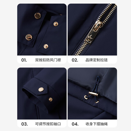 Navikel Italian dinghy women's short hooded windbreaker loose coat 2331504502 Blue L