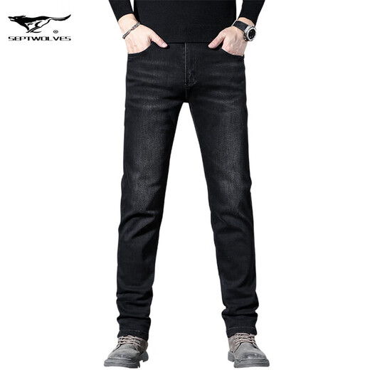
Seven Wolves Hong Kong high-end 2024 new jeans men's spring and autumn slim straight men's pants winter elastic casual long trousers black 1048 28 waist 2 feet 1