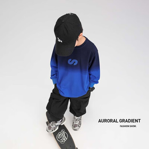 Zuoxi boys' T-shirt long-sleeved pure cotton children's spring clothing 2026 new boys' tops spring and autumn inner wear blue 140