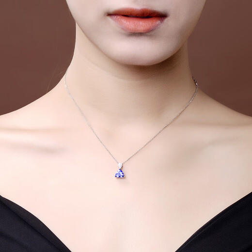 COASZE Tanzanite Necklace 18K Gold Diamond Tanzanite Pendant Women's Tanzanite Necklace