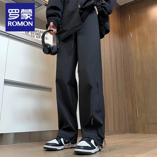 Pantalons de charge Romon pour hommes extérieurs Arafroping et séchage rapide Sports droits Sports Pantalons longs décontractés pour hommes Spring and Automne Black-688 avec style régulier étanche et éolien 2xl [140-155] Jin [Jin est égal à 0,5 kg]