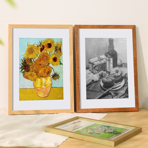 Caitangtang solid wood art sketch special picture frame four 4K eight open 8k photo frame wall hanging oil painting frame a4 display A3 framed empty frame black solid wood frame universal 8K wall hanging can place 26.5*38cm