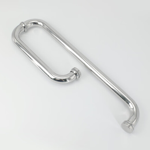 Bingyu bathroom glass door handle 304 stainless steel L-shaped long and short three-hole door handle bright extra thick 25*425*225mm BH-609