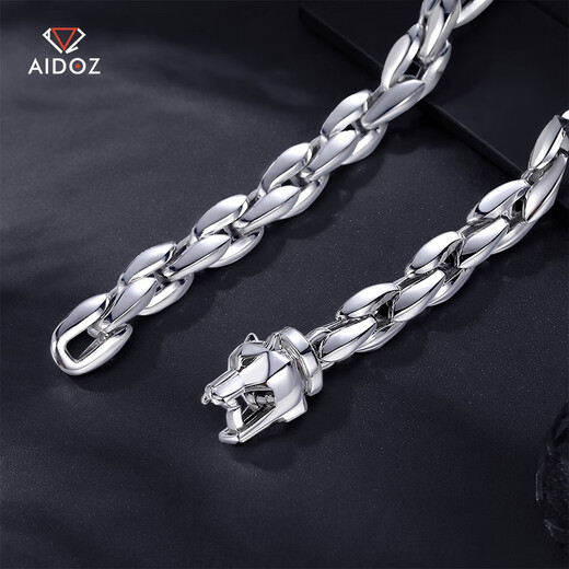 Aido Diamond pt950 platinum wolf head bracelet for men, platinum bracelet, domineering and high-end jewelry, weight 28.48g, length 16cm, thickness about 6.0mm