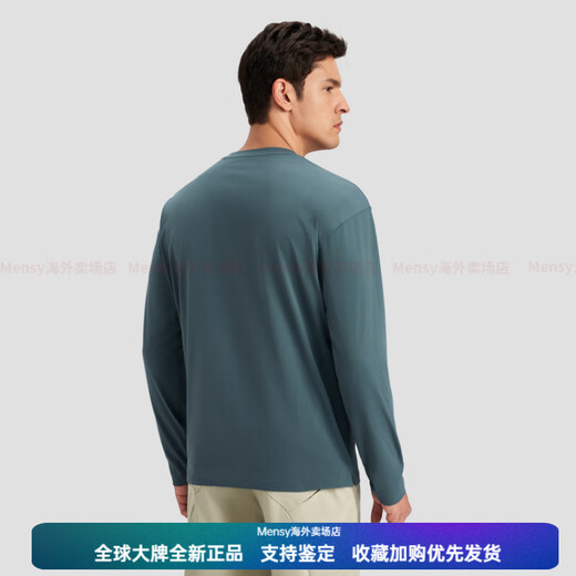 DESCENTE Essential series simple Henry collar quick-drying long-sleeved T-shirt sweater for men BK-BLACK L