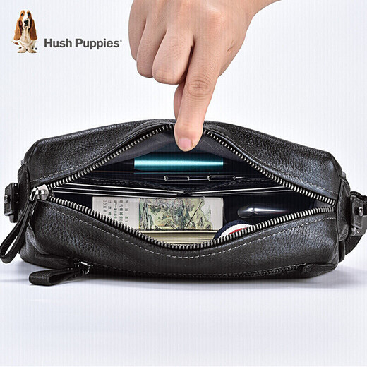 Hush Puppies (cachorros de silencio) Capa de bolso de mano Top Cawhide Gran capacidad Bolso de negocios casual Regalo gris plateado para novio Día de San Valentín