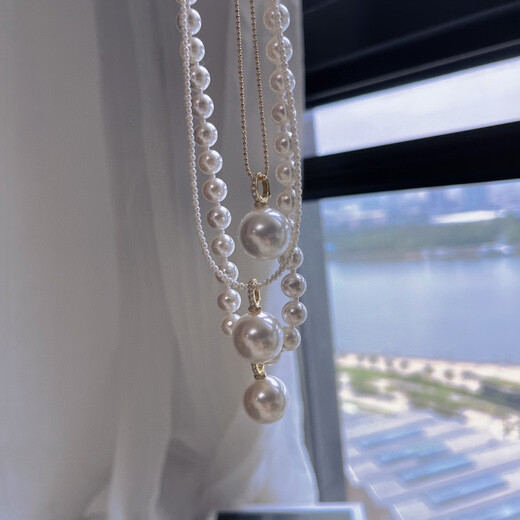 GOV Australian white pearl pendant cold light imitation pacifier style deep sea pearl necklace women's 925 silver versatile buckle 16mm